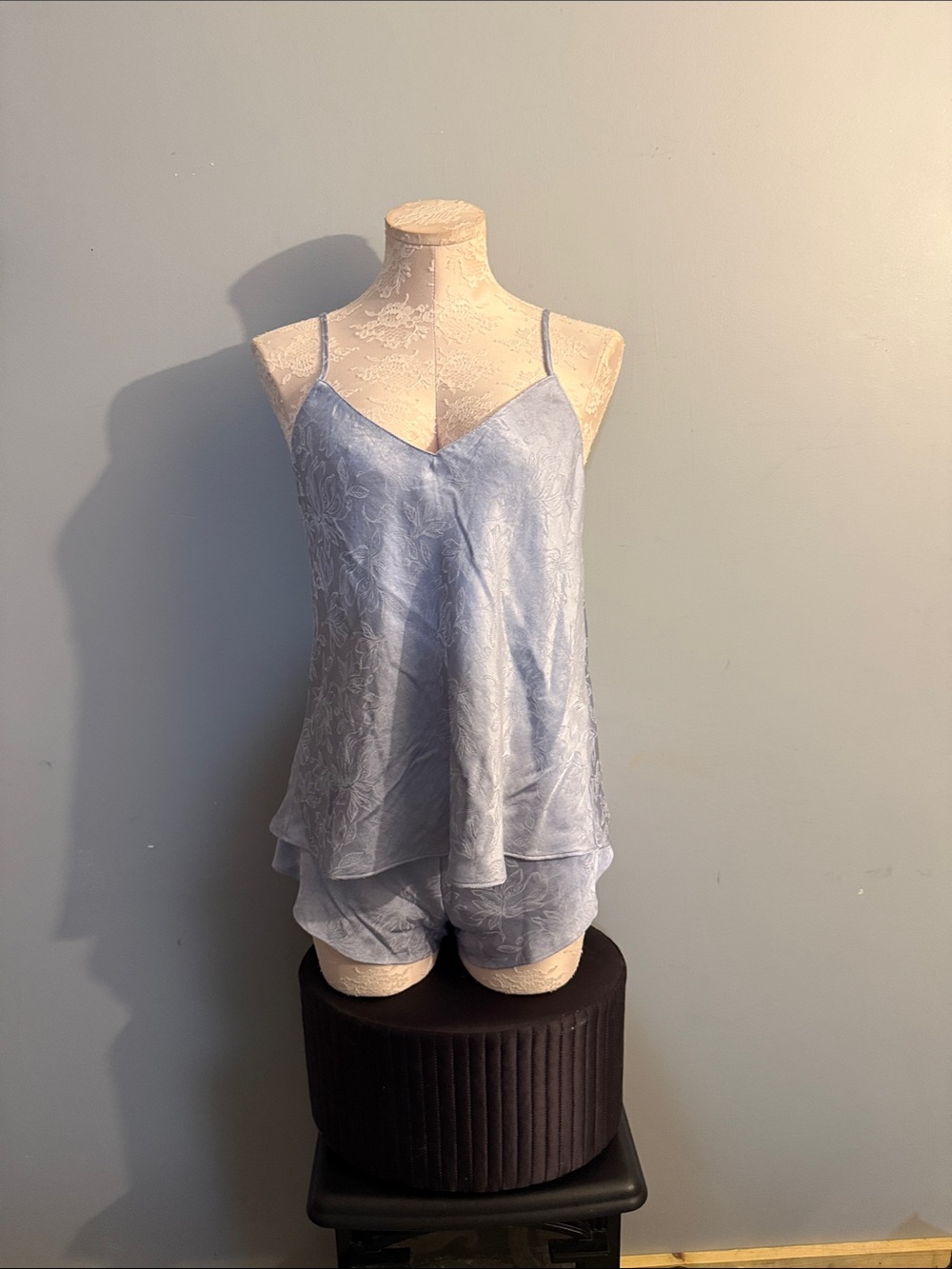 Victoria's Secret Pale Blue Lace Layered Camisole Set